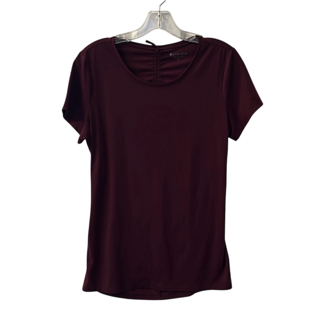 Athleta Burgundy Wine Short Sleeve Encore Tee Top